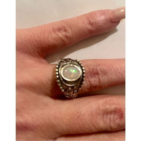 OPAL N SILVER VINTAGE RING - Picture 2 of 6